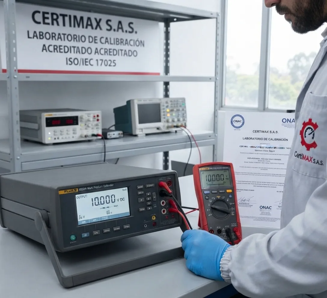Multímetros e instrumentos eléctricos de medición en un laboratorio de calibración